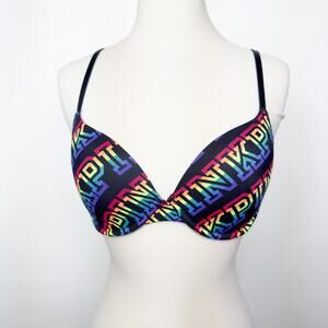 Victoria's Secret PINK Rainbow All Over Logo T-Shirt Bra 32D